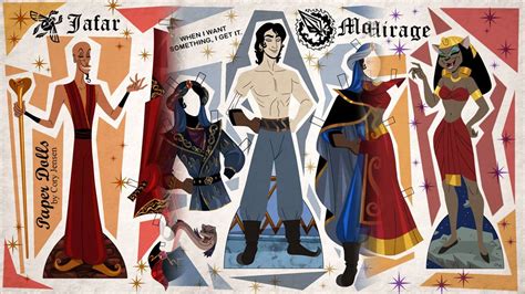 3 Disney Villain Paper Dolls from the “Aladdin” Animated Series