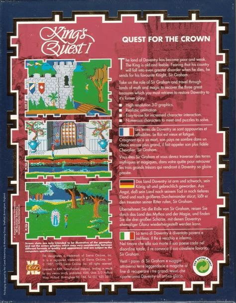 Roberta Williams' King's Quest I: Quest for the Crown cover or packaging material - MobyGames