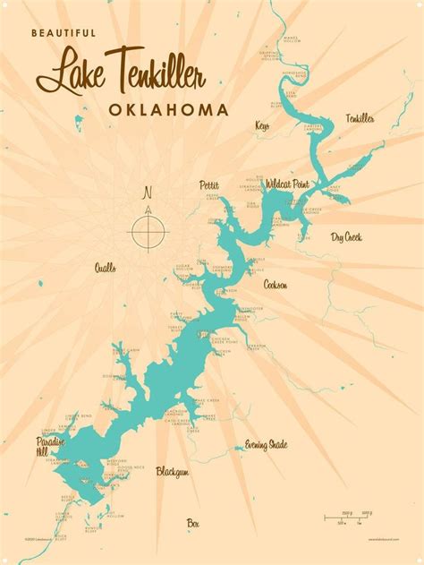 Lake Tenkiller Oklahoma Metal Sign Map Art | Etsy | Tenkiller, Map art ...