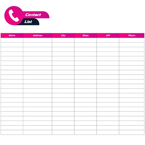 Free Printable Phone Number List Template - Printable Form, Templates and Letter