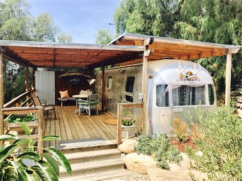 Airstream patio | Porch for camper, Airstream remodel, Vintage camper remodel