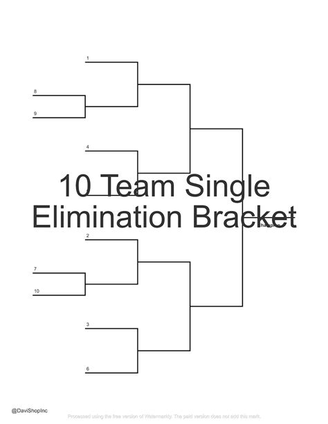 10-team Single and Double Elimination Playoff Brackets PDF and Hi-resolution PNG - Etsy