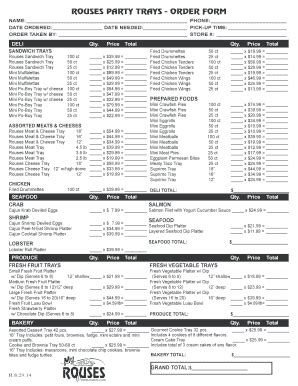 Rouses Party Trays - Fill and Sign Printable Template Online