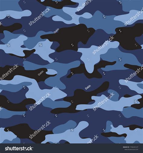 Blue Camo Seamless Pattern Black Spots Stock Vector (Royalty Free ...