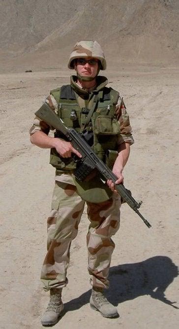 Icelandic soldier of the Icelandic Crisis Response Unit (ICRU) in Afghanistan. His rifle is the ...