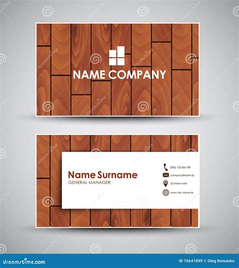 Design of the Business Card with Wooden Texture Stock Vector ...