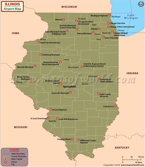 Illinois Airports Map, Airports in Illinois Map