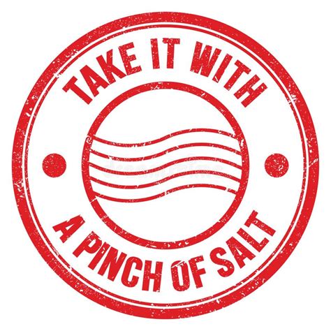 TAKE it with a PINCH of SALT Text on Red Round Postal Stamp Sign Stock Illustration ...