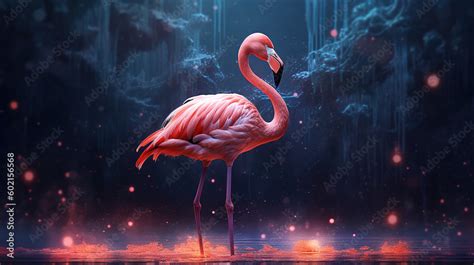 pink flamingo hd wallpaper with dark background. Generative AI Stock Illustration | Adobe Stock