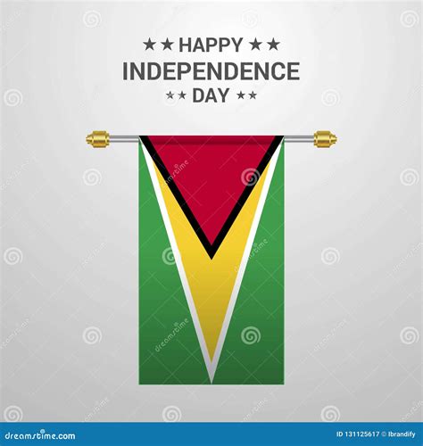 Guyana Independence Day Hanging Flag Background Stock Vector ...