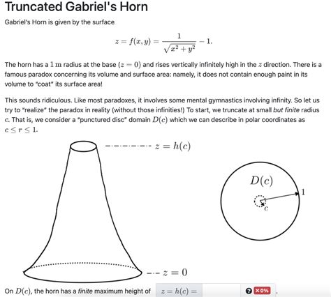 Solved Truncated Gabriel's Horn Gabriel's Horn is given by | Chegg.com