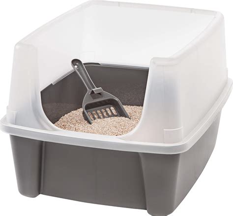 IRIS Open-Top Cat Litter Box with Clear High-Shield without Scoop, Dark Gray By IRIS USA Inc ...