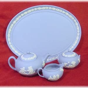 Wedgwood Miniature Tea Set Blue Jasperware 6 Piece Oval - Etsy