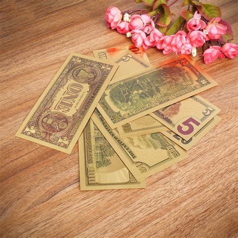 New 1 set USD Dollar Gold Foil Golden Paper Money Currency Coin ...