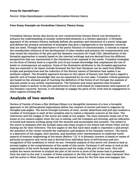 📚 Free Essay Example on Formalism Literary Theory | SpeedyPaper.com