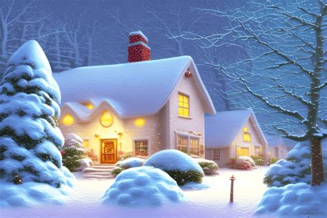 Modern Fairy Tail Christmas Cottages in Thick Deep Snow · Creative Fabrica