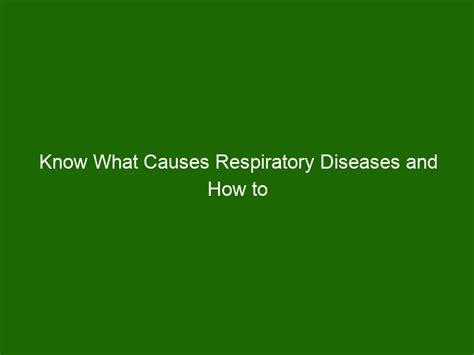 Know What Causes Respiratory Diseases and How to Prevent Them - Health ...