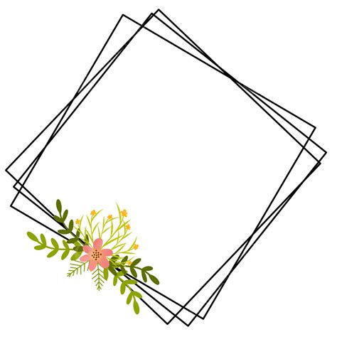 Simple Rectangle Flower Frame, Simple Rectangle Flower, Simple Flower, Flower PNG Transparent ...