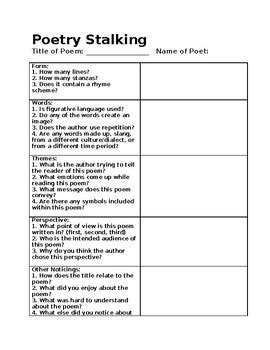 Poetry Analysis Worksheet : Poetry Reading and Analysis Worksheet: The Raven Graphic ... : A 1 ...