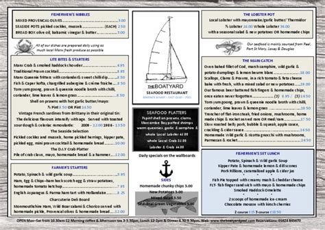 The Boatyard Restaurant Menu | Lunch | Pickling