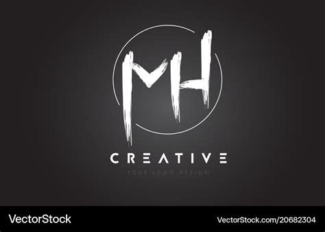 Mh brush letter logo design artistic handwritten Vector Image