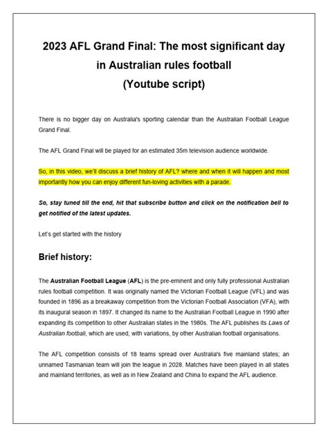 2023 AFL Grand Final | PDF