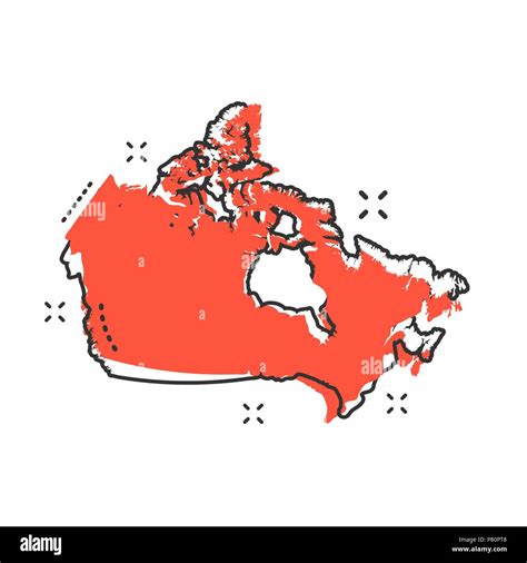 Cartoon Canada map icon in comic style. Canada illustration pictogram ...