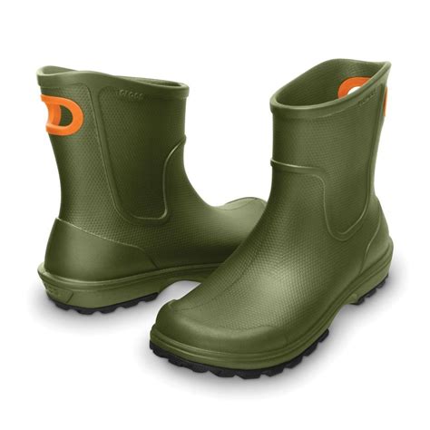 Crocs Mens Wellie Rain Boot Army Green, Mid height Croslite boot with ...