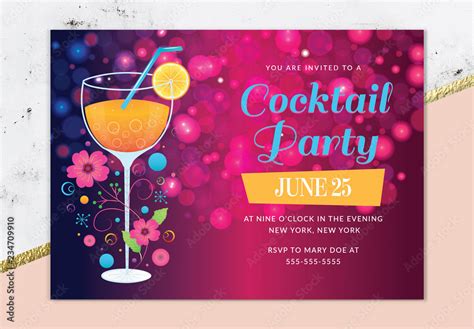 Cocktail Party Invitation Layout Stock Template | Adobe Stock