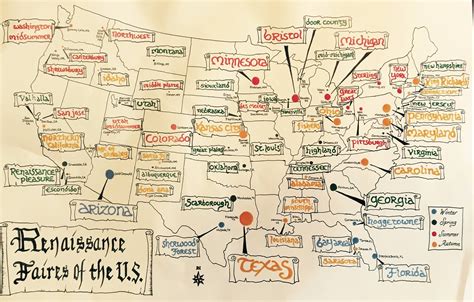 Map of Renaissance Faires in the U.S.