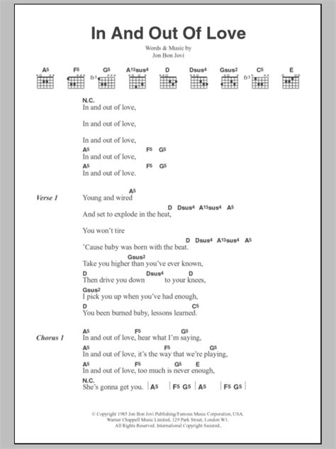 In And Out Of Love by Bon Jovi - Guitar Chords/Lyrics - Guitar Instructor