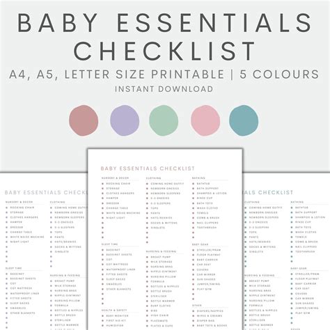 Baby Essentials Checklist Printable, Newborn Checklist, Nursery ...