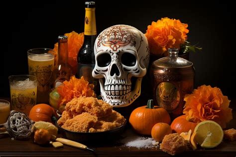 Premium AI Image | day of the dead day altar of favorite Foods Da de ...