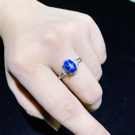 Natural Blue Star Sapphire Engagement Rings for Women 7x9mm | Etsy