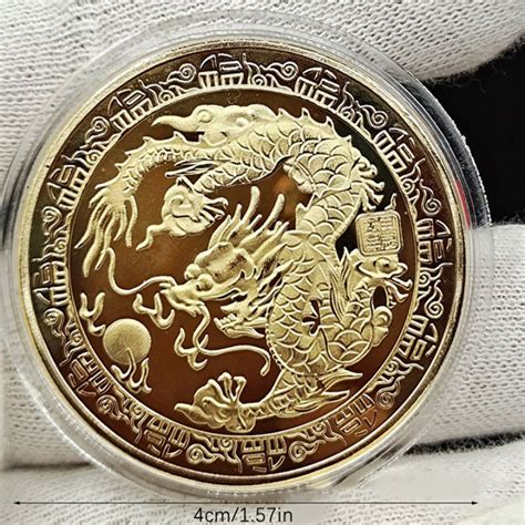 LngBo New Dragon Gold Coin Commemorative China Mascot Dragon Gold ...