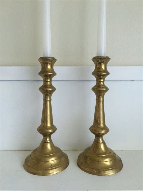 Vintage Large Brass Candlestick Holders Solid Brass