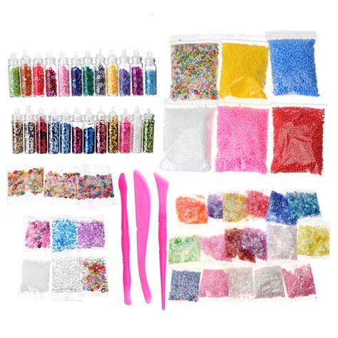 60 pack slime diy charms supplies kit ball beads foam sequins tools making pack children's funny ...