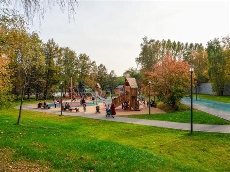 Green Eco-friendly Park with Playground in Moscow Editorial Stock Image ...