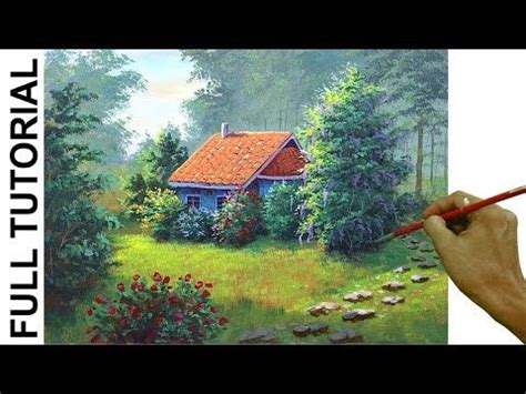 TUTORIAL : Acrylic Painting Landscape / House Garden / JMLisondra | Landscape paintings acrylic ...