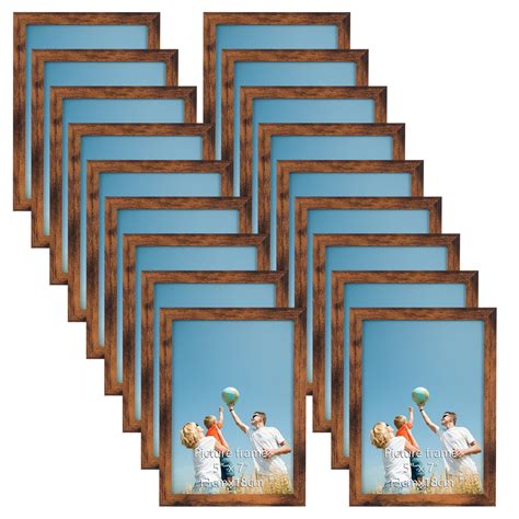 5x7 Gallery Brown Woodgrain Photo Frames Multipack, Set of 18 for Wall ...