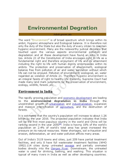 Environmental Degradation is the Deterioration of the Environment ...