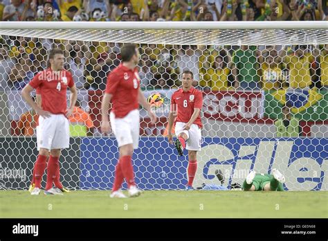 England's Michael Carrick, Frank Lampard, Phil Jagielka and goalkeeper Joe Hart (left to right ...