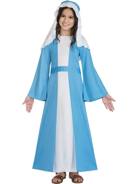 Childs Virgin Mary Costume Fancy Dress Nativity Play Christmas Kids ...