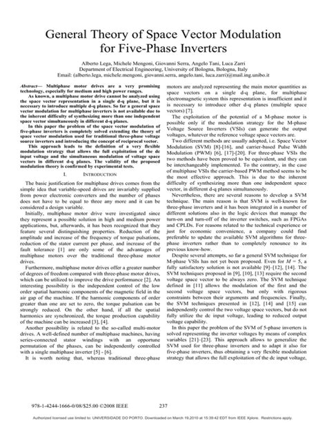 General Theory of Space Vector Modulation for Five