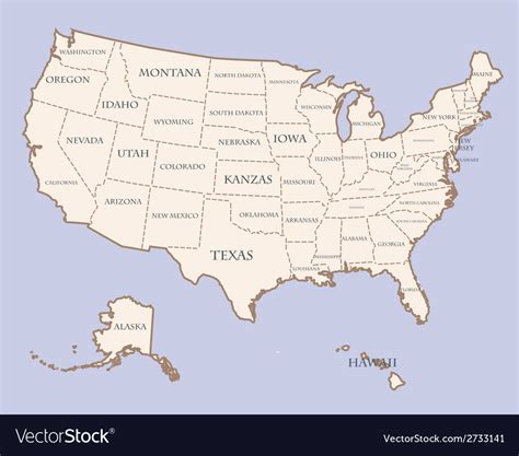 Usa map with states names Royalty Free Vector Image