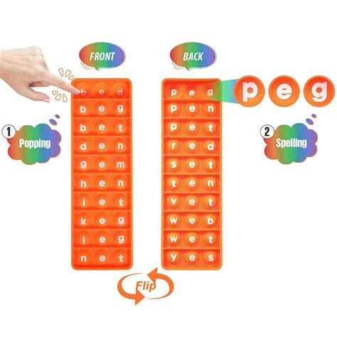 5pcs/pack Word Pop CVC Words Games Pop Toys, Both Sides Printing 100 CVC Words Phonics Game ...