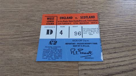 England v Scotland 1973 Rugby Ticket - Rugbyreplay