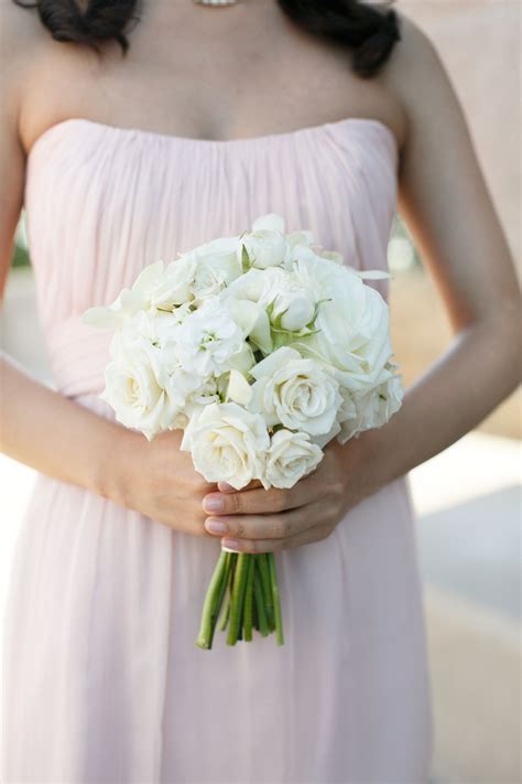 Simple White Rose Bridesmaid Wedding Bouquet