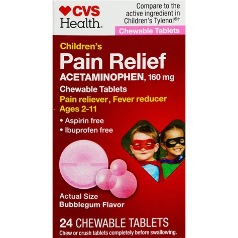 CVS Health Children's Pain Relief Chewable Tablets, Bubblegum, 24 CT | Pick Up In Store TODAY at CVS