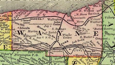 Wayne County, New York 1897 Map by Rand McNally, Newark, Lyons, Clyde, NY